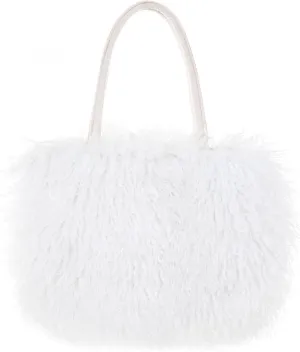 Women's Fluffy Tote Bag Curly Handbag Fuzzy Shoulder Bag Large Top Handle Purses Winter