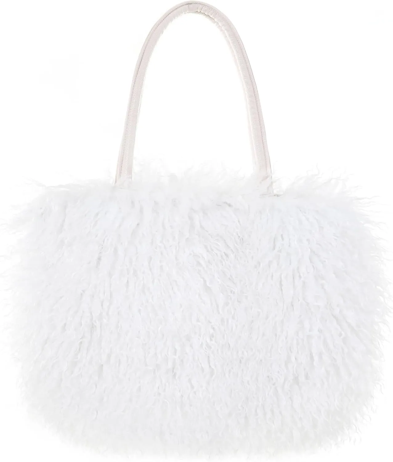 Women's Fluffy Tote Bag Curly Handbag Fuzzy Shoulder Bag Large Top Handle Purses Winter