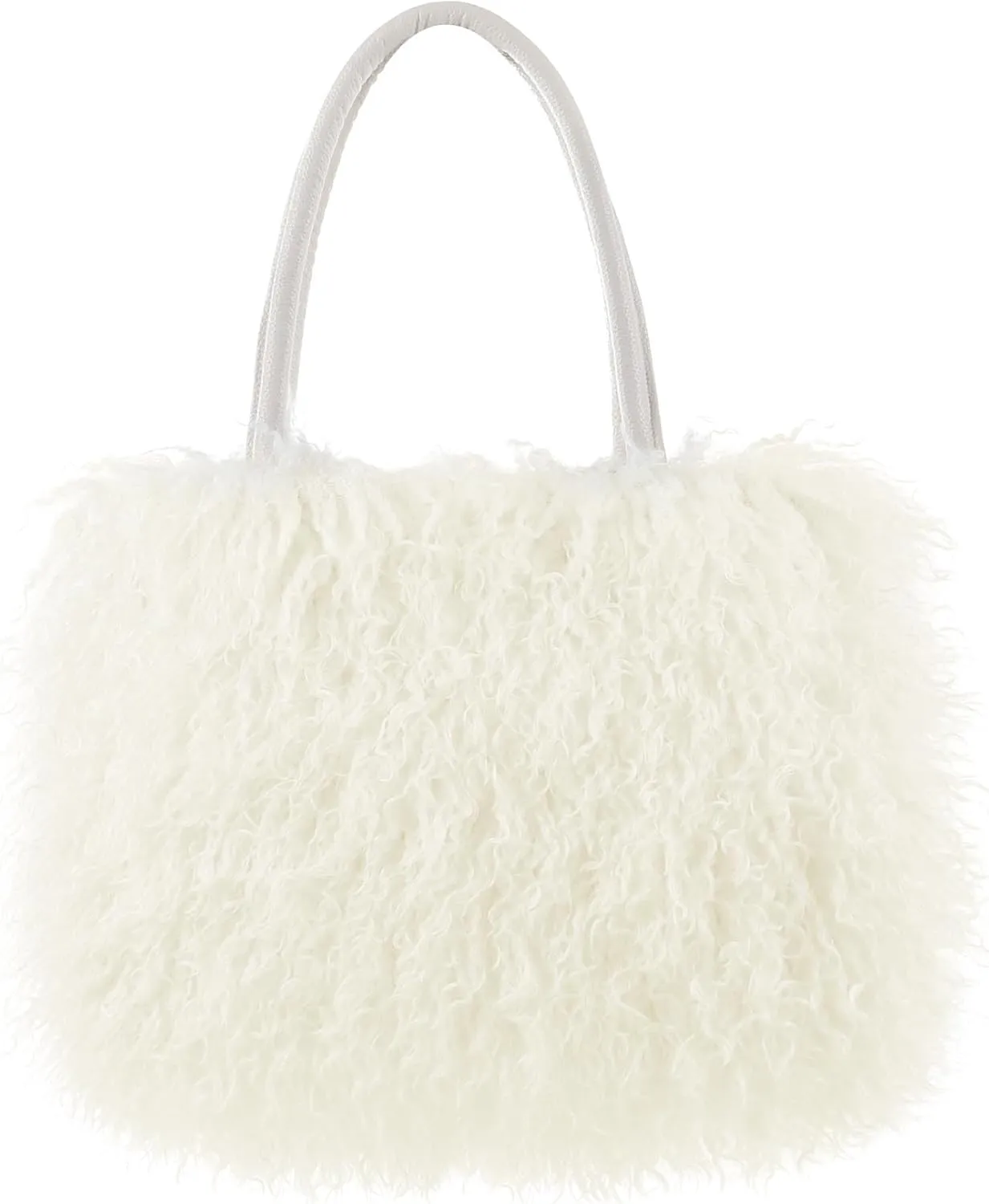 Women's Fuzzy Tote Bag Curly Handbag Furry Shoulder Bag Large Top Handle Purses Winter