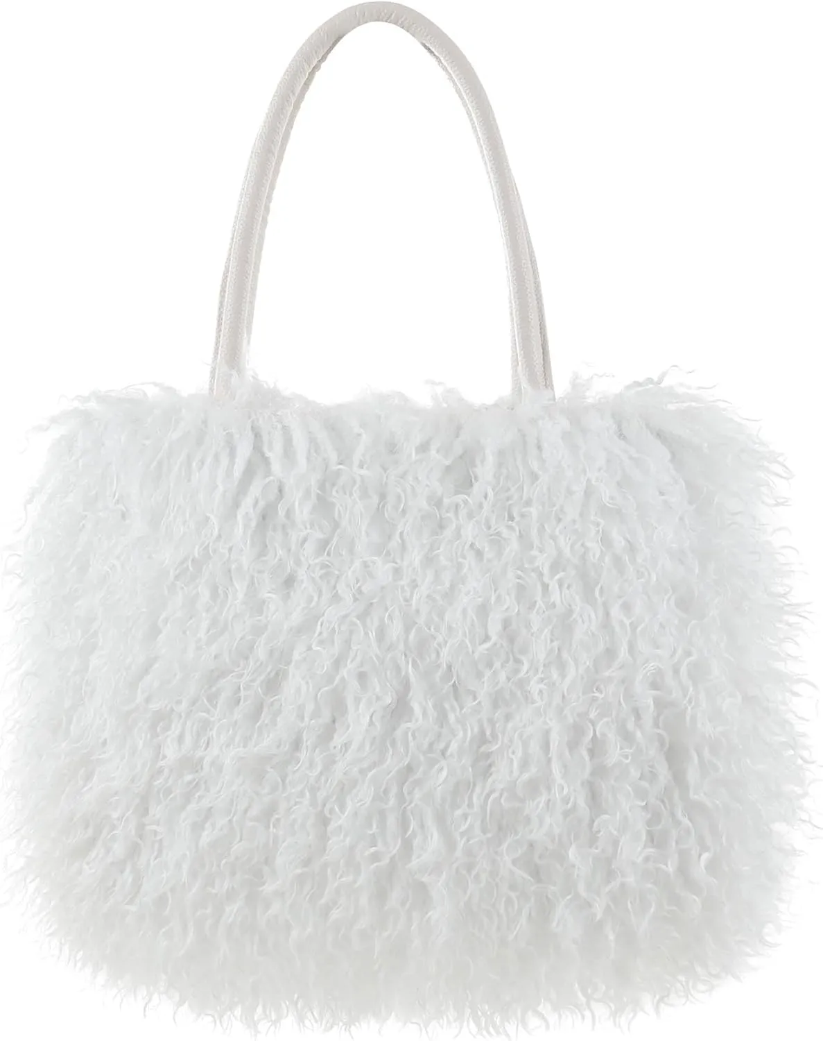 Women's Fuzzy Tote Bag Curly Handbag Furry Shoulder Bag Large Top Handle Purses Winter