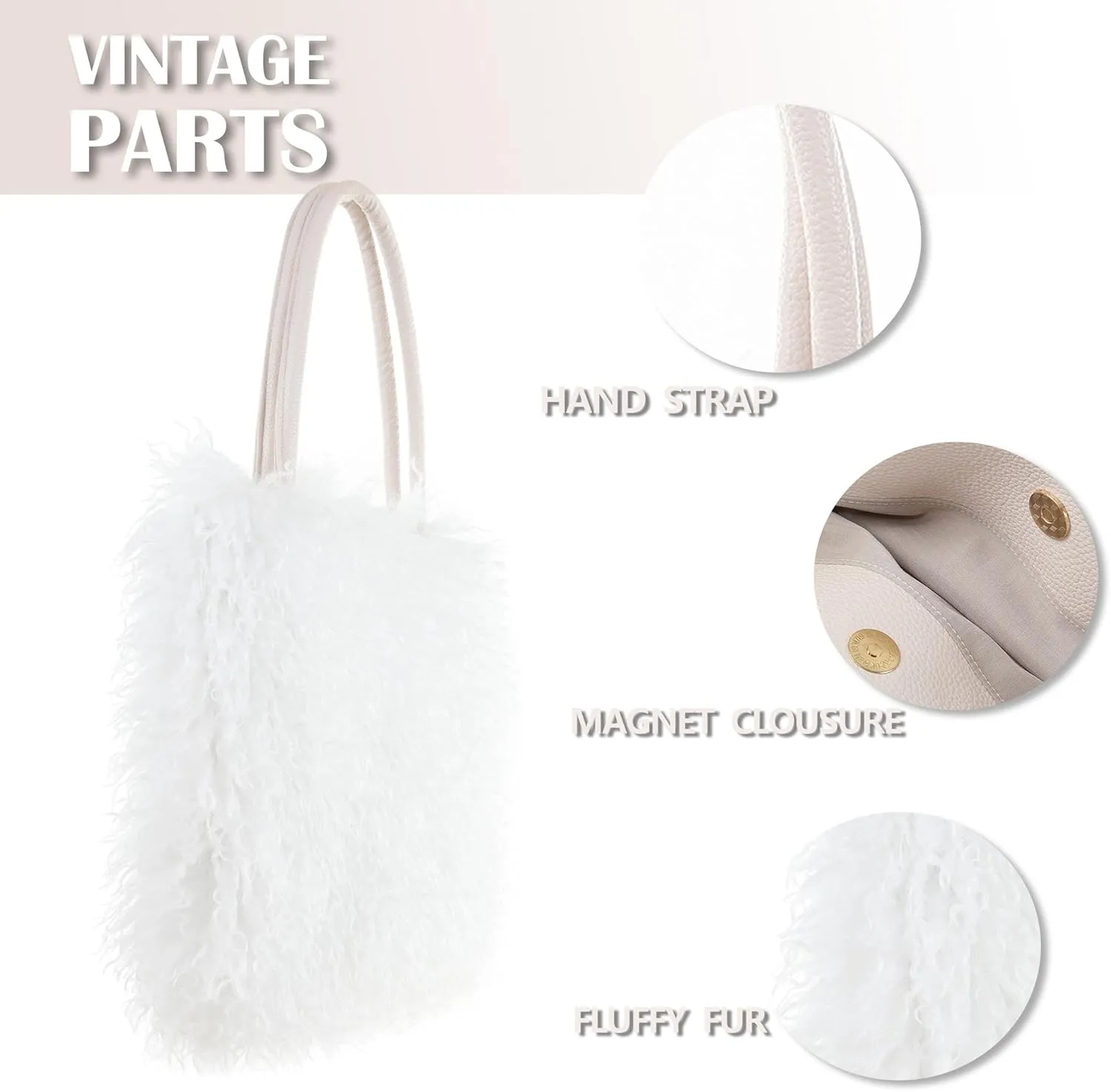 Women's Fuzzy Tote Bag Curly Handbag Furry Shoulder Bag Large Top Handle Purses Winter