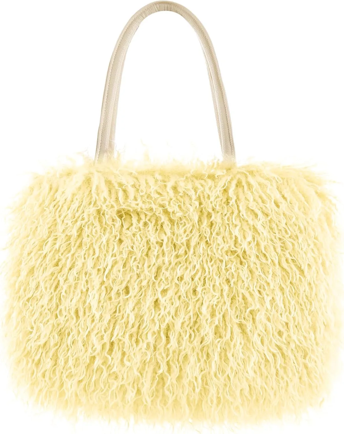 Women's Fuzzy Tote Bag Curly Handbag Furry Shoulder Bag Large Top Handle Purses Winter