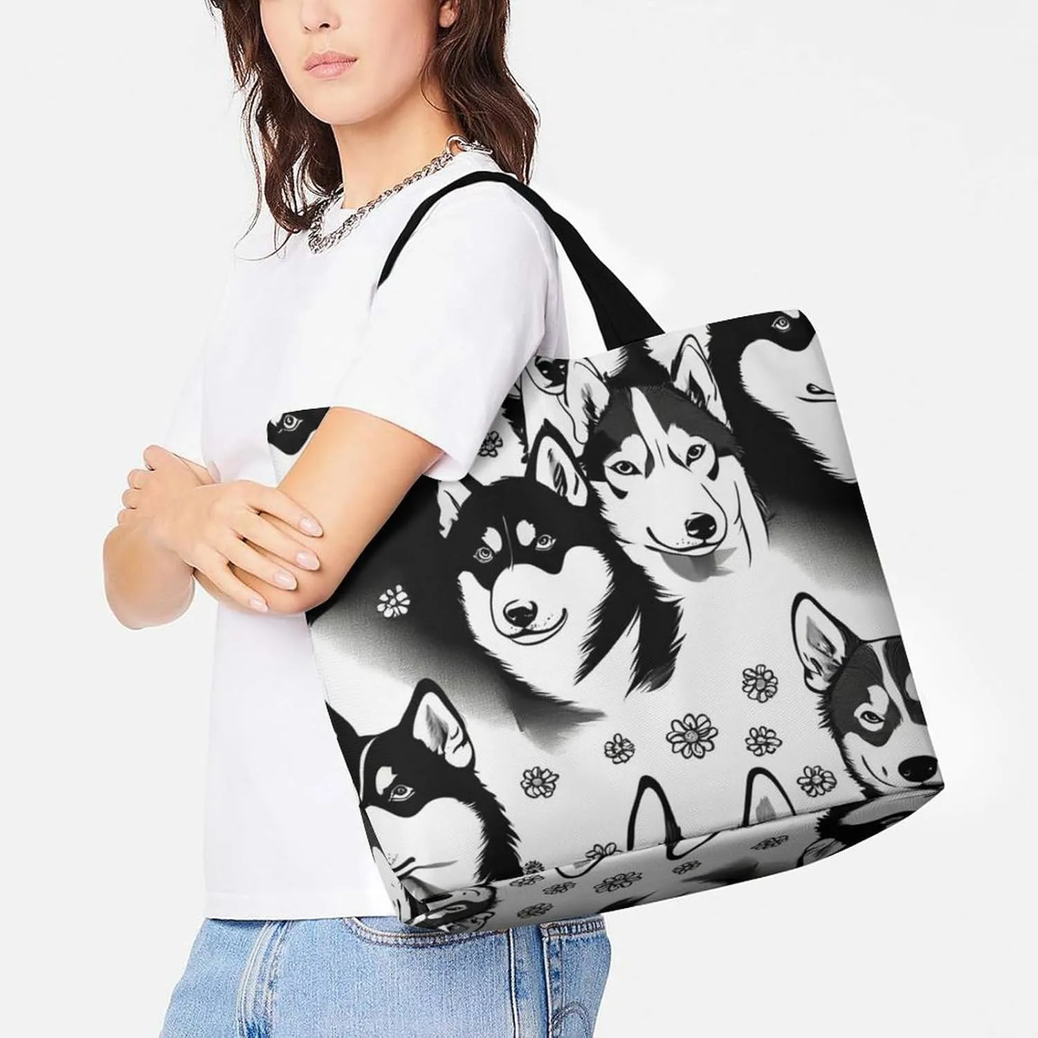 Women's Grocery Tote Bag, Multipurpose Large Shopping Shoulder Bag Reusable Storage Bags
