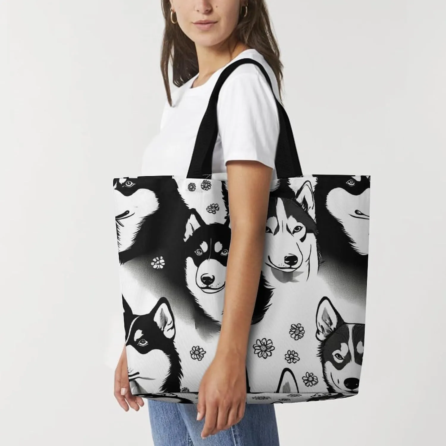 Women's Grocery Tote Bag, Multipurpose Large Shopping Shoulder Bag Reusable Storage Bags