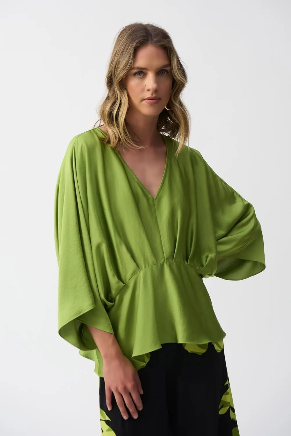 Women's Hammered Satin Peplum Top