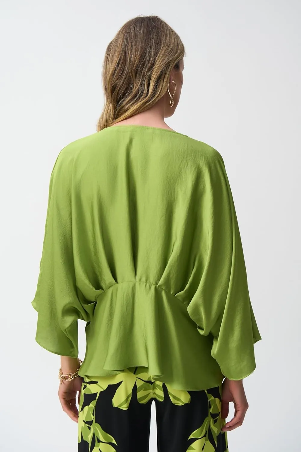 Women's Hammered Satin Peplum Top