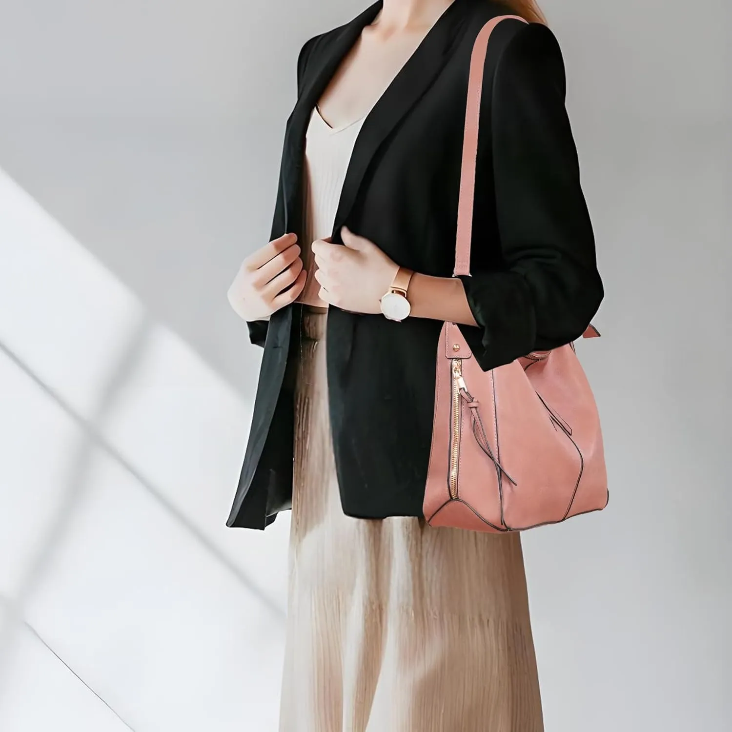 Women's Handbag Shoulder Bag Vintage-Inspired PU Vegan Leather Stylish Crossbody Bucket Purse Satchel