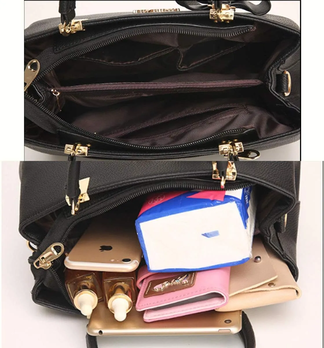 Womens Handbags and Purses Fashion Top Handle Satchel Tote PU Leather Shoulder Bags Pink