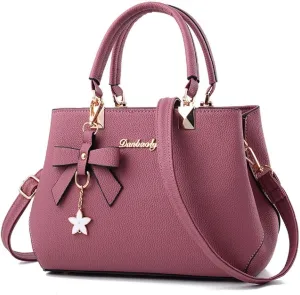 Womens Handbags and Purses Fashion Top Handle Satchel Tote PU Leather Shoulder Bags Pink