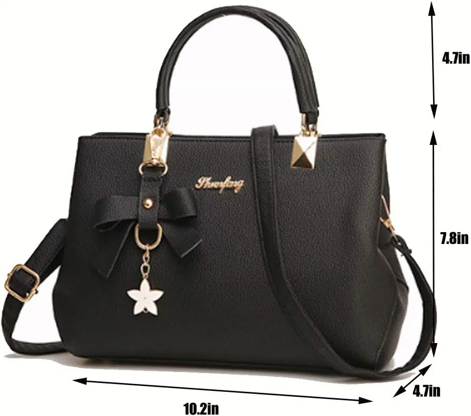Womens Handbags and Purses Fashion Top Handle Satchel Tote PU Leather Shoulder Bags Pink