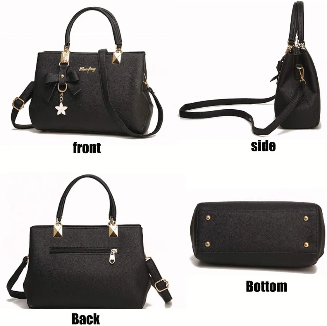 Womens Handbags and Purses Fashion Top Handle Satchel Tote PU Leather Shoulder Bags Pink