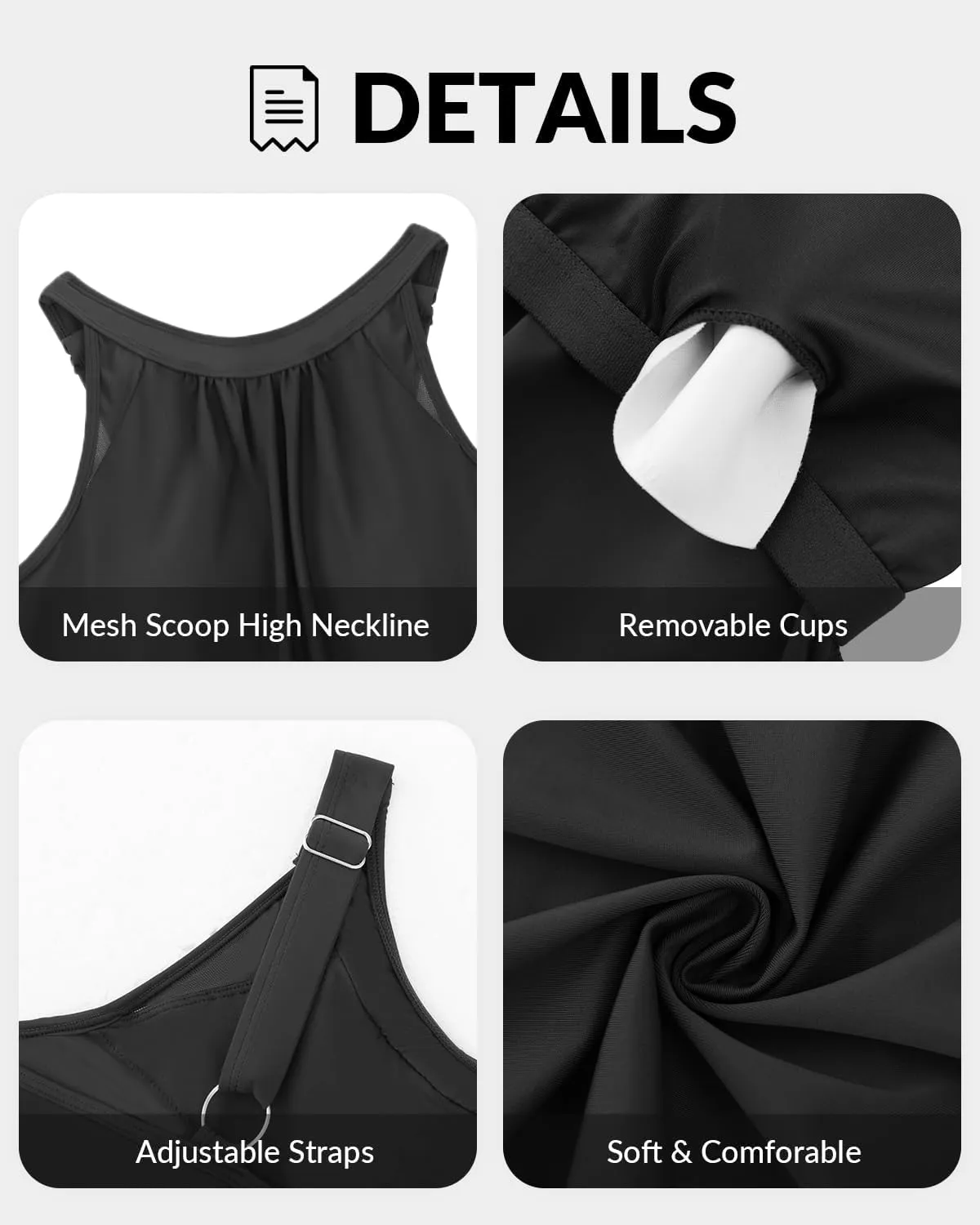 Women's High Neck Tankini Top - Blouson Bathing Suit Top Loose Fit Swim Top 2025 Modest Swimsuit Top No Bottom