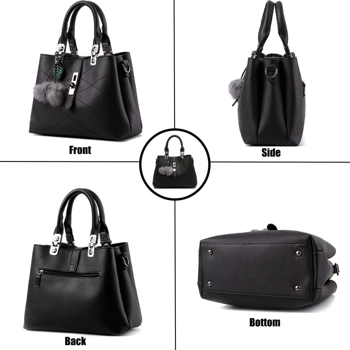 Women's Leather Handbag Tote Shoulder Bag Crossbody Purse Top-Handle Bags