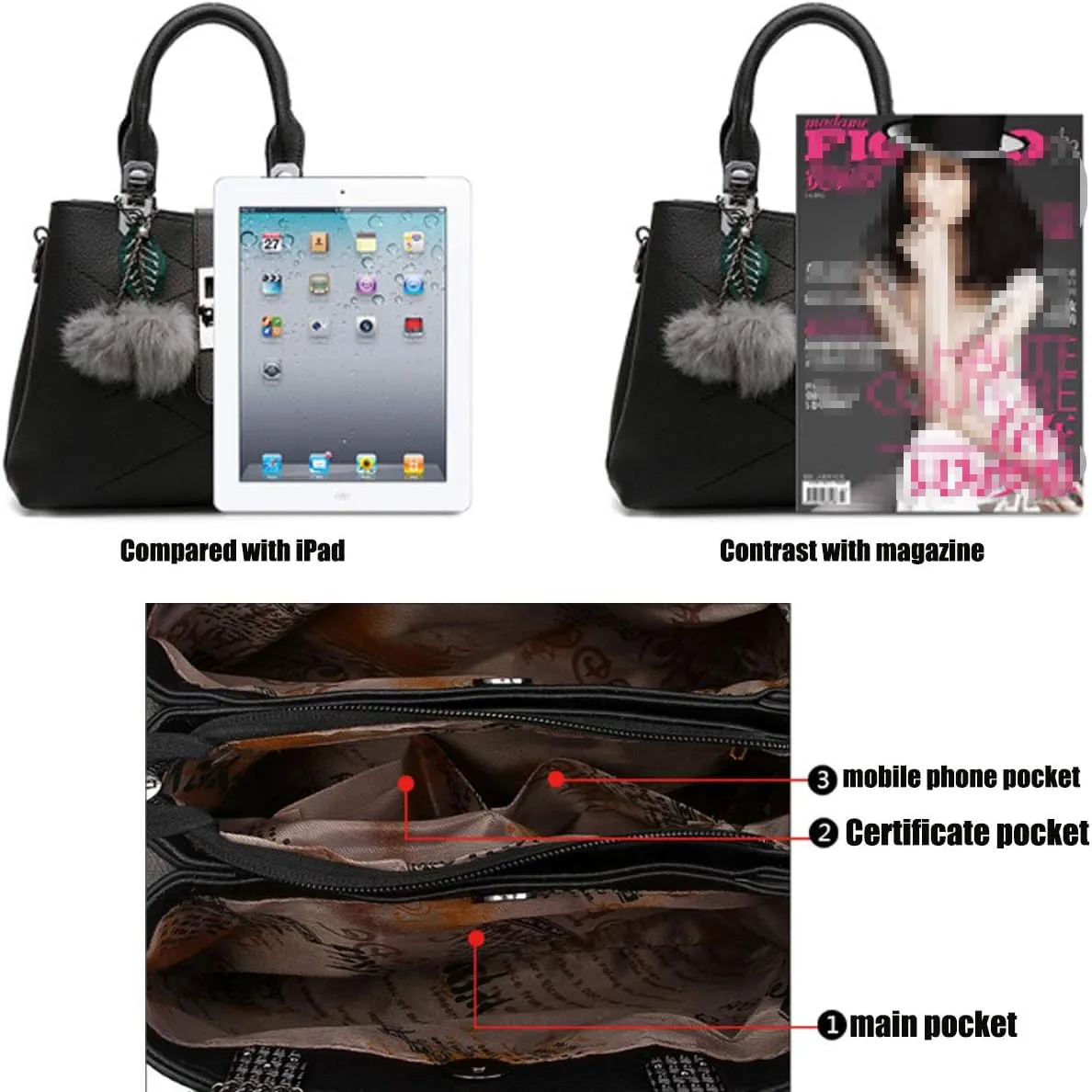Women's Leather Handbag Tote Shoulder Bag Crossbody Purse Top-Handle Bags