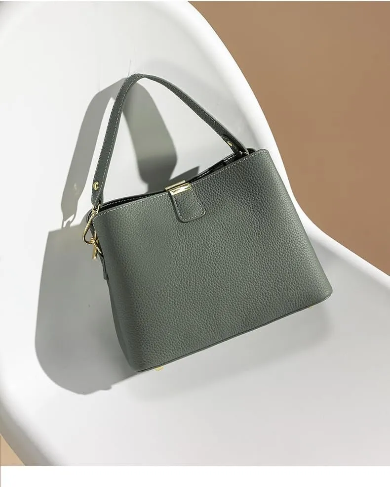 Women's Leather Shoulder Crossbody Bag Versatile Handbag Top Handle Hobo Bucket Bag Large Capacity Elegant Luxury Chic