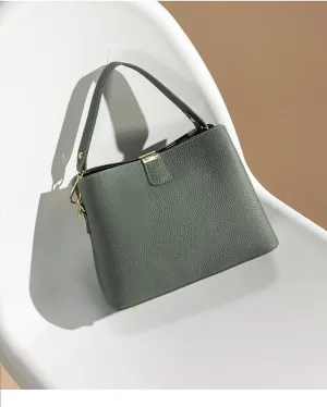 Women's Leather Shoulder Crossbody Bag Versatile Handbag Top Handle Hobo Bucket Bag Large Capacity Elegant Luxury Chic