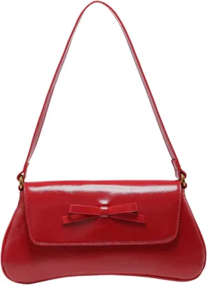 Women's Leopard Print Bow Shoulder Bag Flap Leather Purse Y2k Elegant Underarm Bag