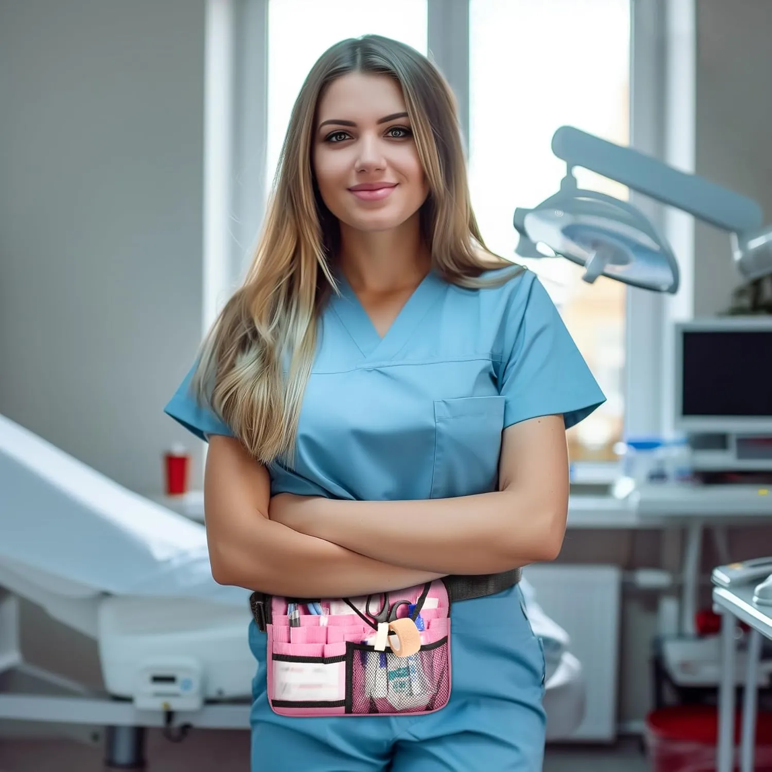 Women's Nursing Fanny Pack with Multi-Pocket Organizer - Ideal Nurse Waist Bag for Daily Essentials, Nurse Tool Belt for Effortless Carry (Pink, Large)
