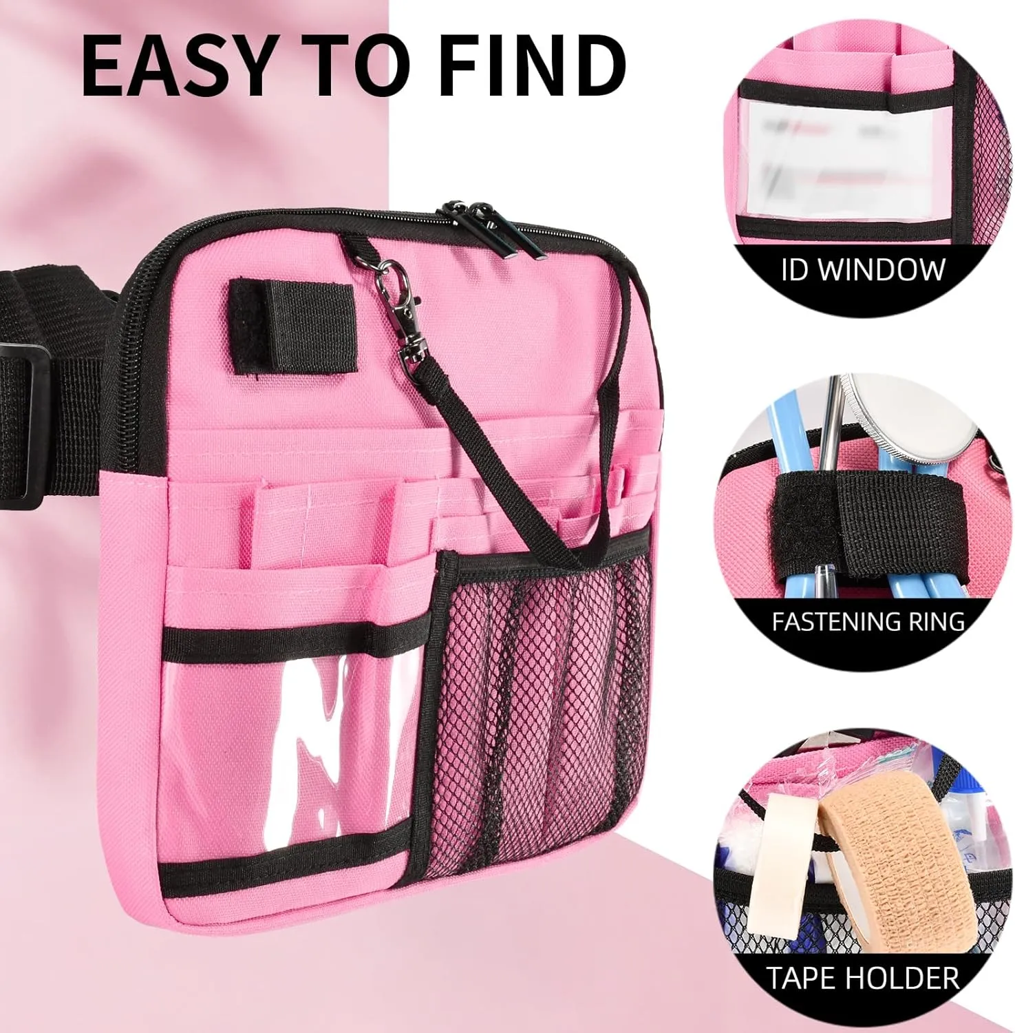 Women's Nursing Fanny Pack with Multi-Pocket Organizer - Ideal Nurse Waist Bag for Daily Essentials, Nurse Tool Belt for Effortless Carry (Pink, Large)