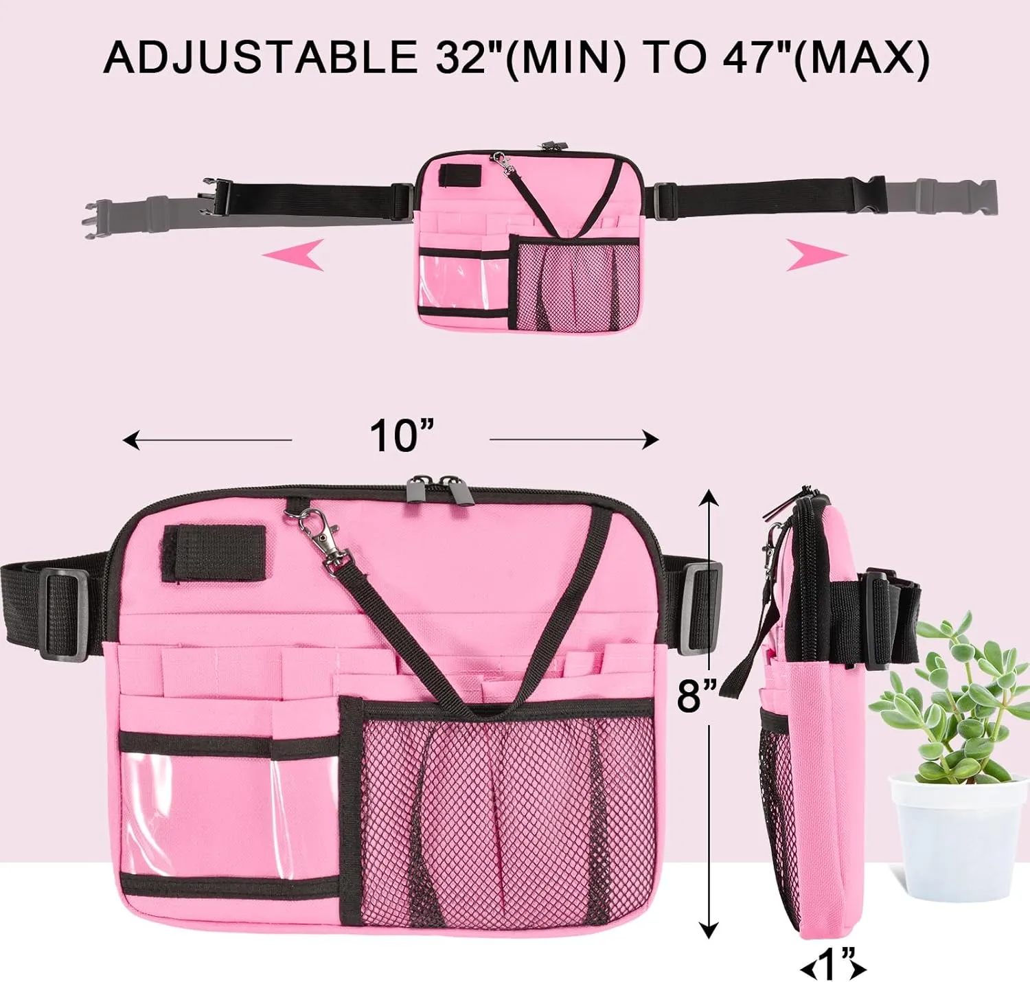 Women's Nursing Fanny Pack with Multi-Pocket Organizer - Ideal Nurse Waist Bag for Daily Essentials, Nurse Tool Belt for Effortless Carry (Pink, Large)