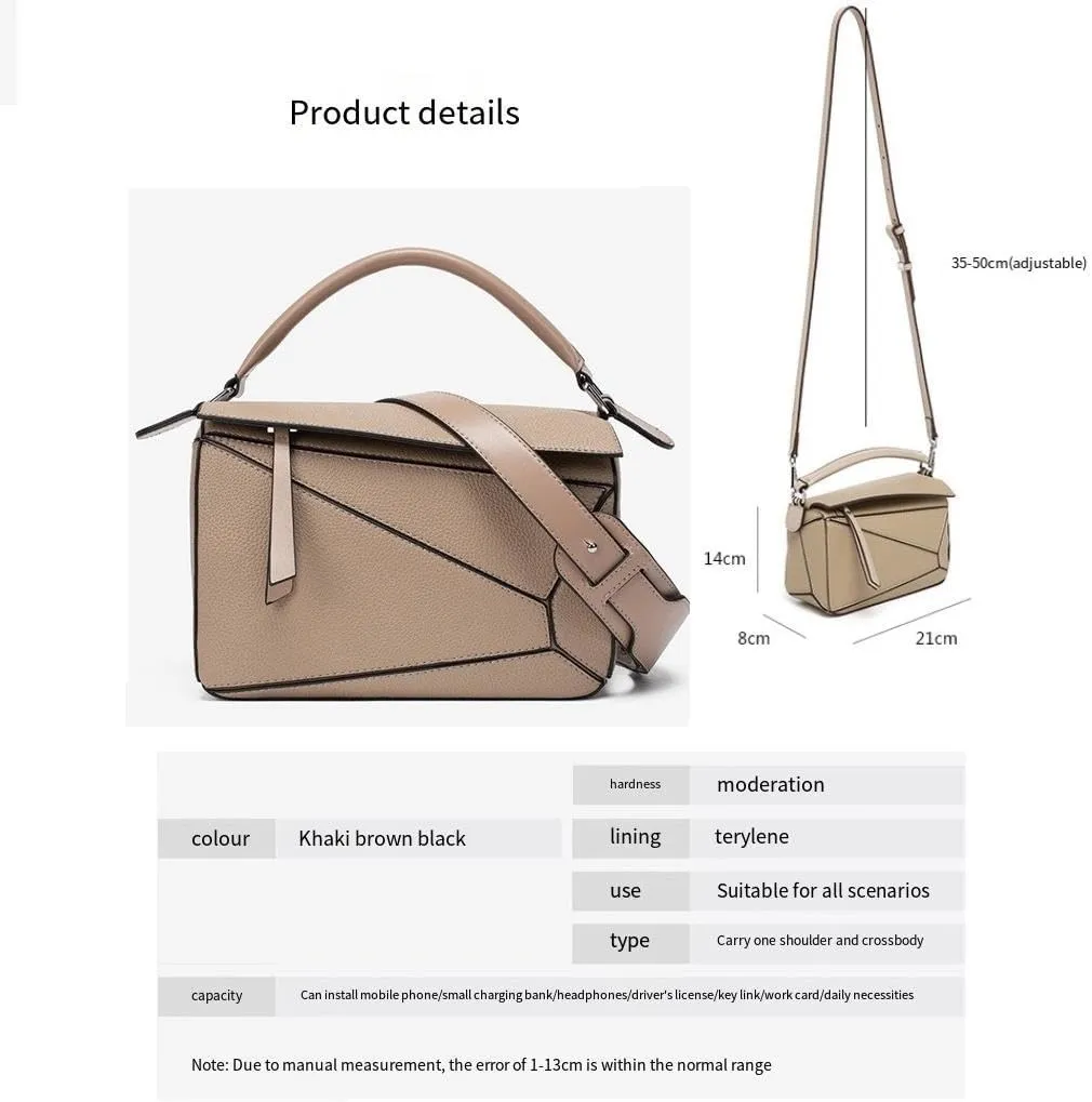 Women's Patchwork Handbags Geometry Bag Large capacity One Shoulder Bags adjustable satchel bag Zipper Purses