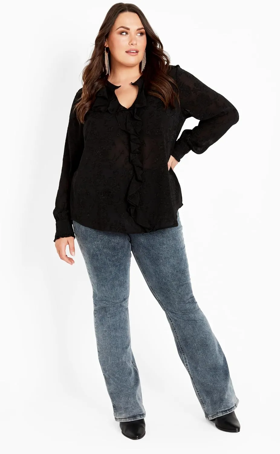 Women's Plus Size Blake Ruffle Neck Top