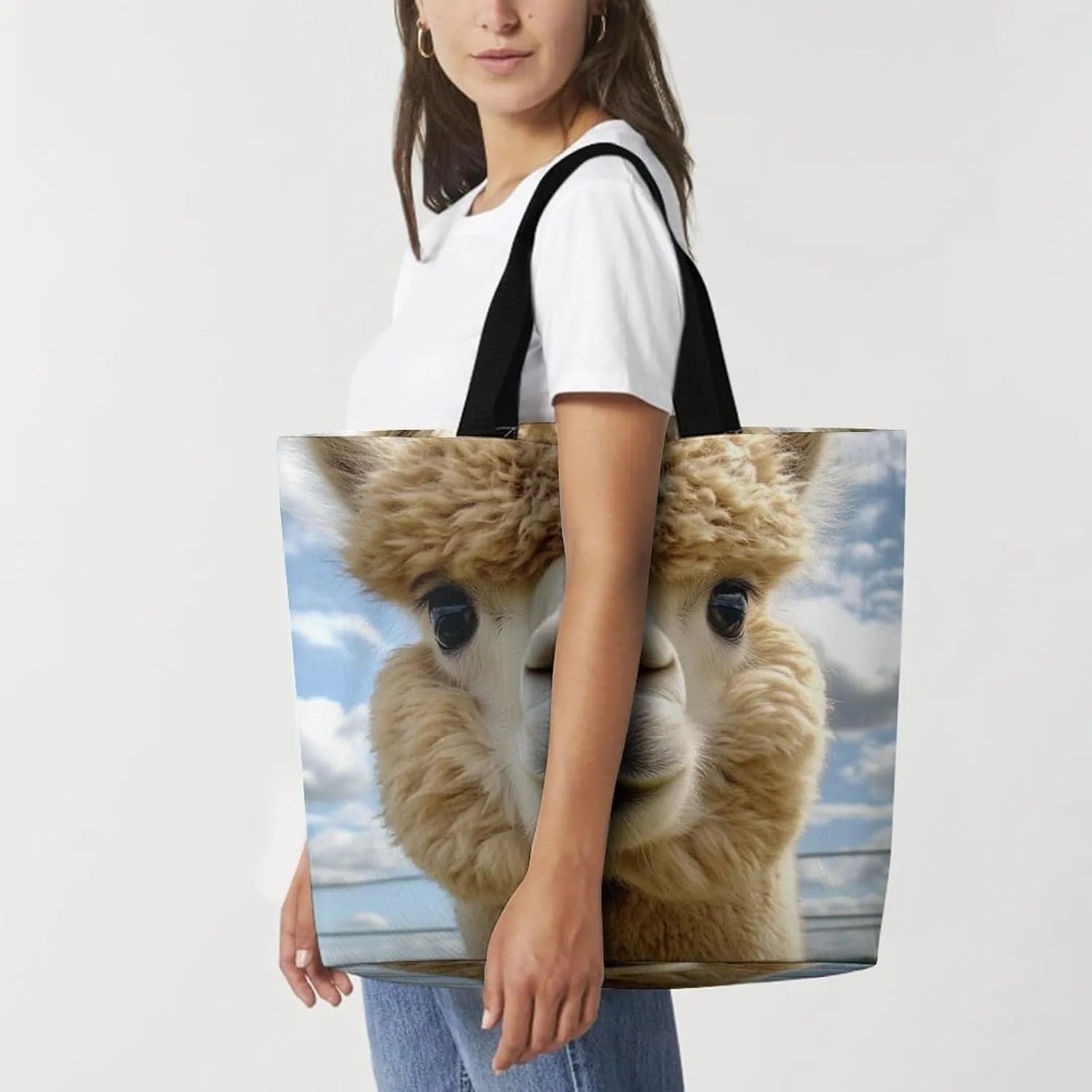 Women's Reusable Tote Bag, Portable Shoulder Handbags Large Capacity Casual Shopping Bags