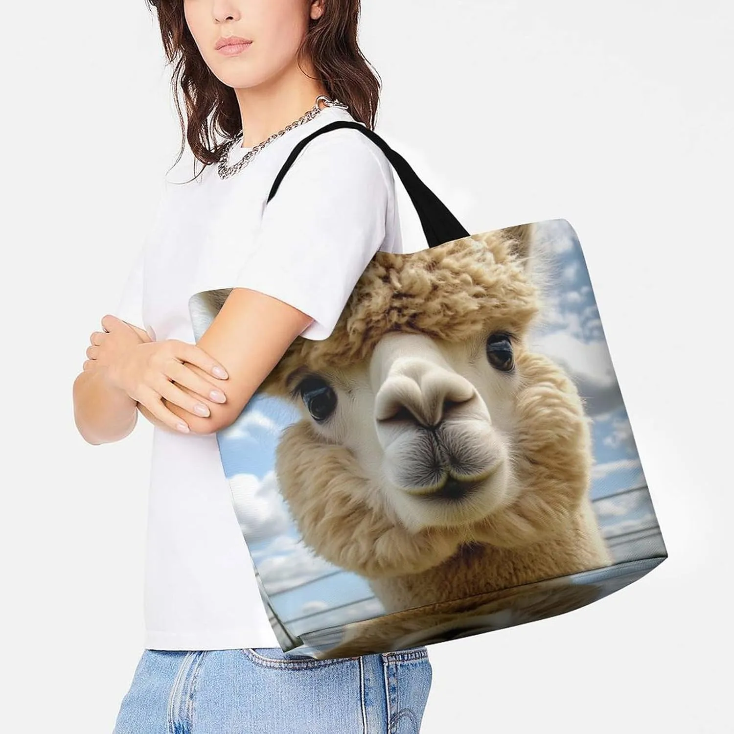 Women's Reusable Tote Bag, Portable Shoulder Handbags Large Capacity Casual Shopping Bags