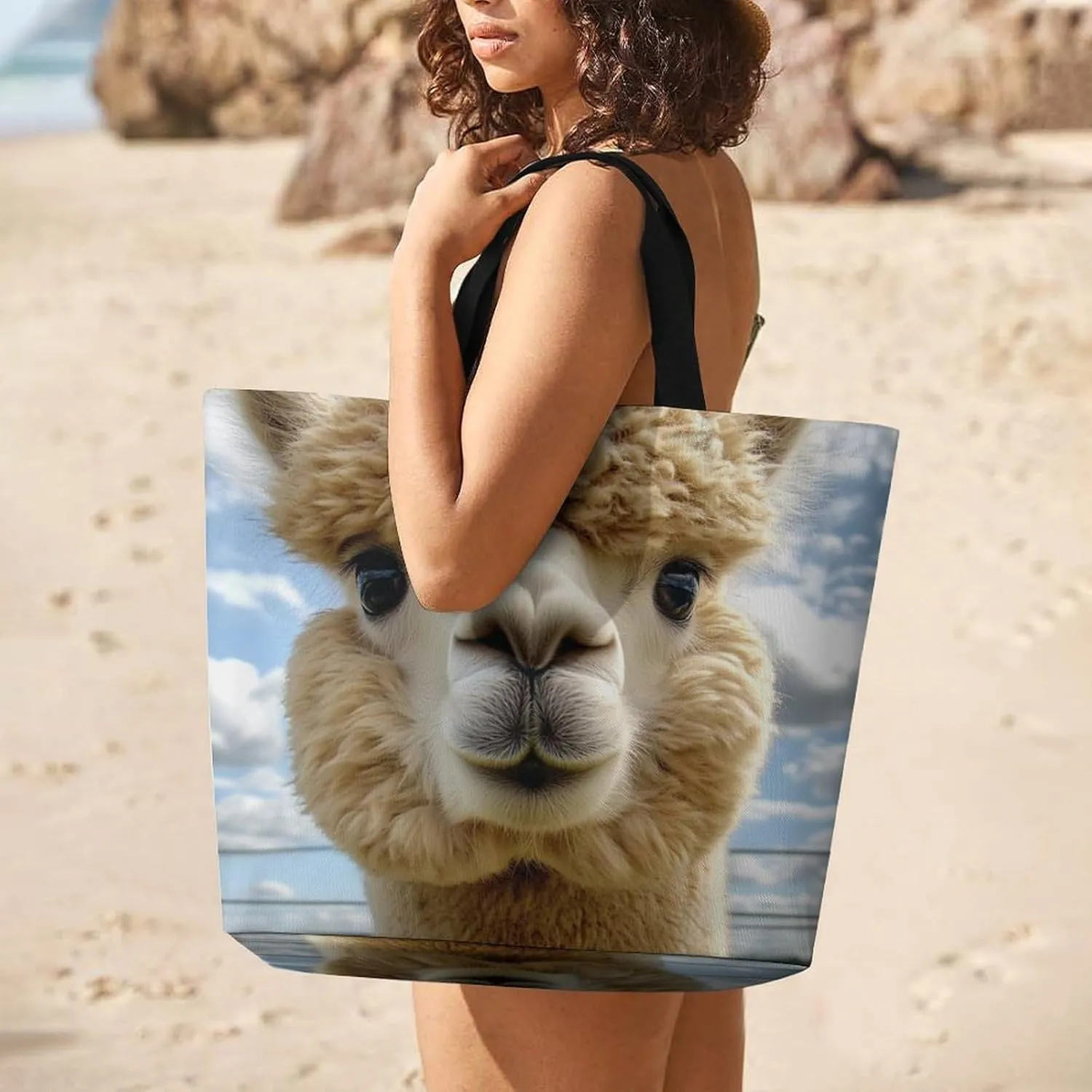 Women's Reusable Tote Bag, Portable Shoulder Handbags Large Capacity Casual Shopping Bags