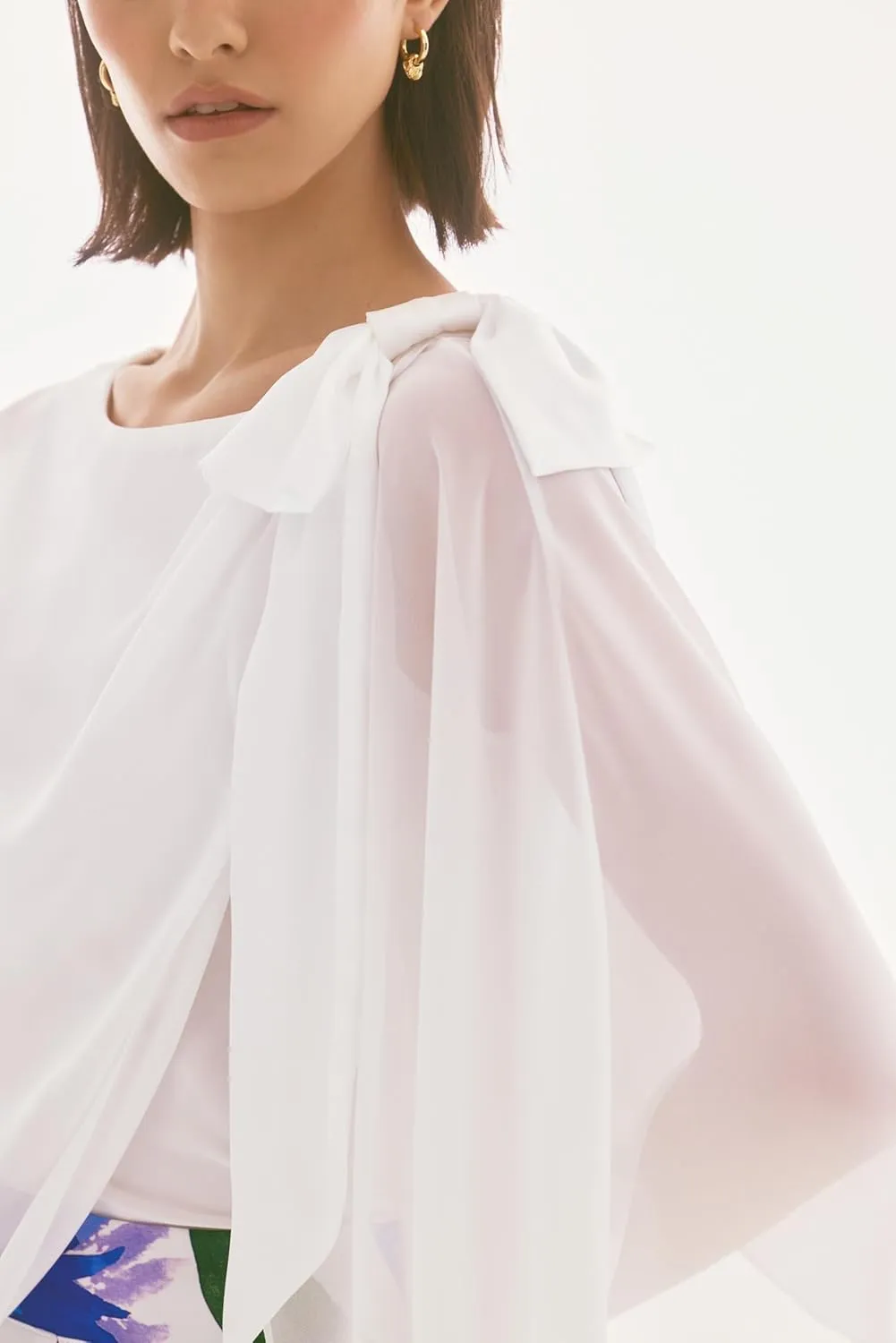 Women's Signature Chiffon and Silky Knit Poncho Top