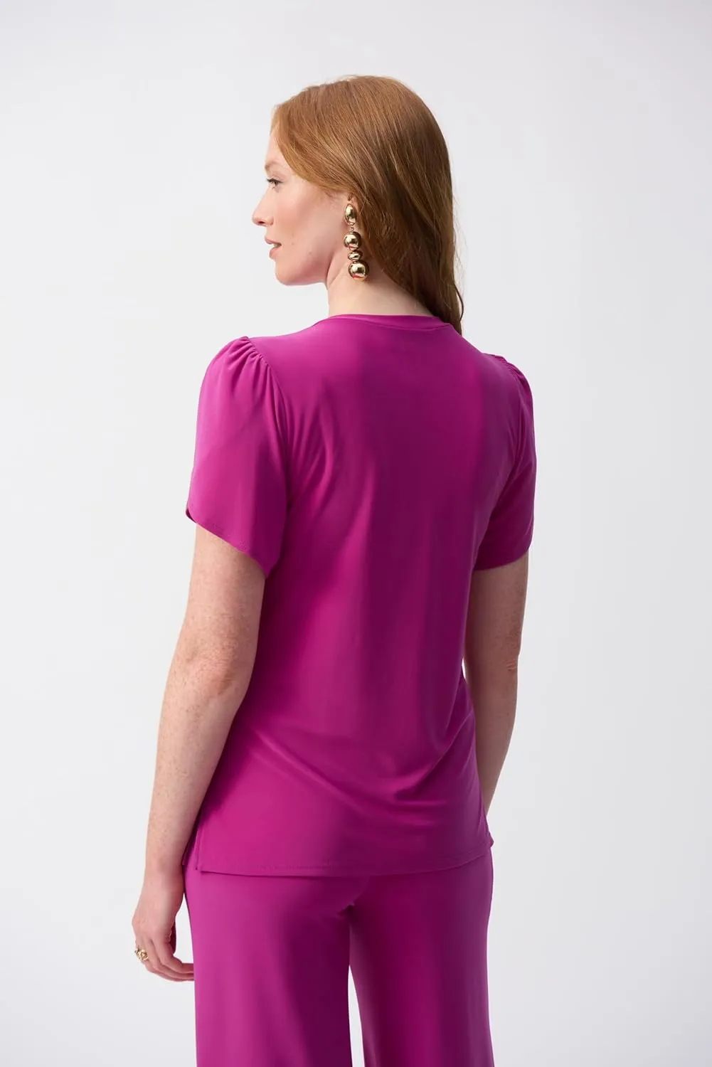 Women's Silky Knit Short Sleeve Straight Top