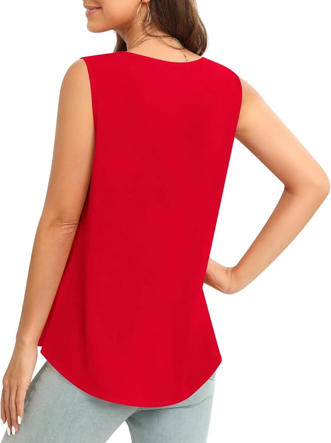 Women's Sleeveless Chiffon Tank Top Business Casual Blouse Tunic Top