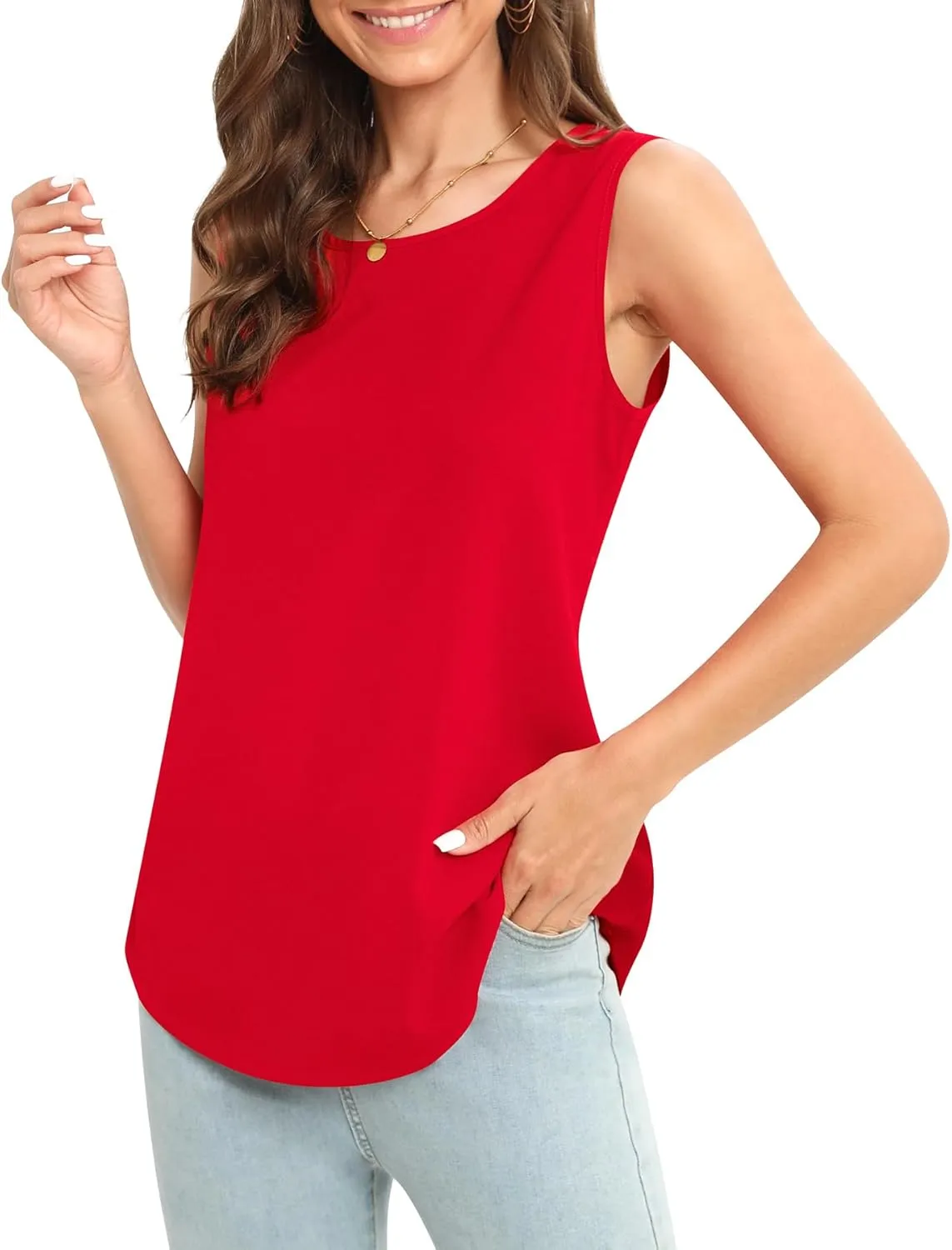 Women's Sleeveless Chiffon Tank Top Business Casual Blouse Tunic Top