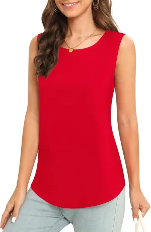 Women's Sleeveless Chiffon Tank Top Business Casual Blouse Tunic Top