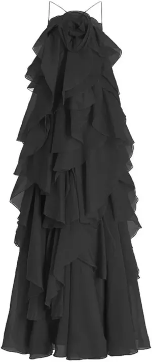 Women's Slim Fit Sexy Elegant Dress Sleeveless Camisole Spliced ​​Ruffle High Waist Dress