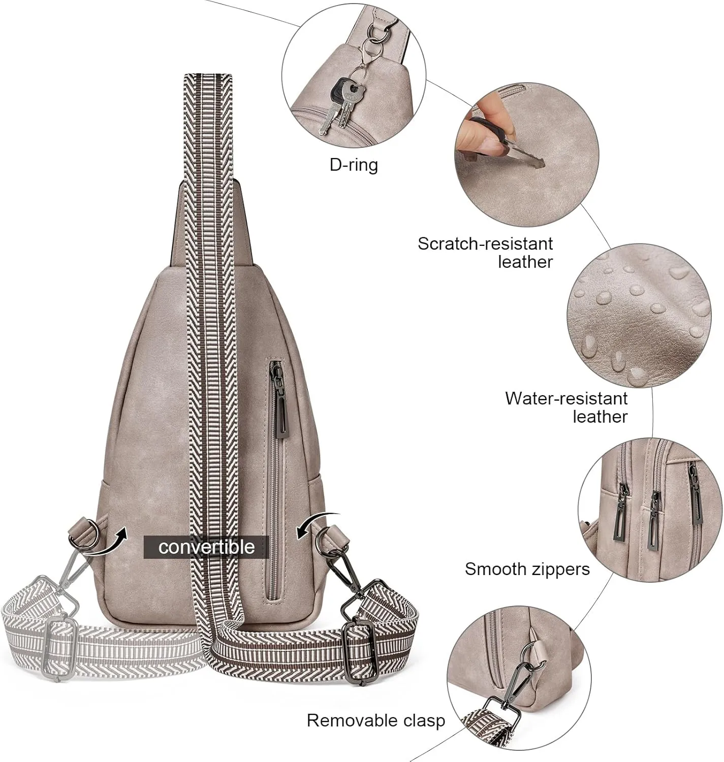 Womens Sling Bag Crossbody Bags for Women Vegan Leather Sling Backpack Daypack Fanny Pack Crossbody Purse Travel