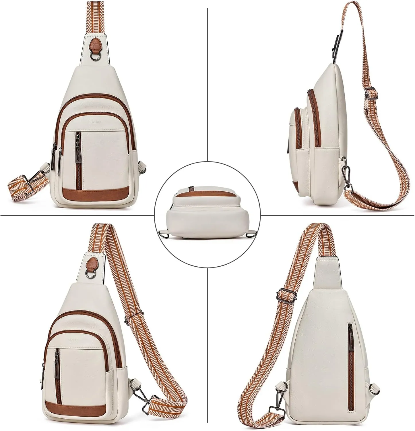Womens Sling Bag Crossbody Bags for Women Vegan Leather Sling Backpack Daypack Fanny Pack Crossbody Purse Travel