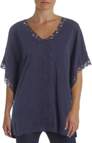 Womens Slub V-Neck Poncho Top