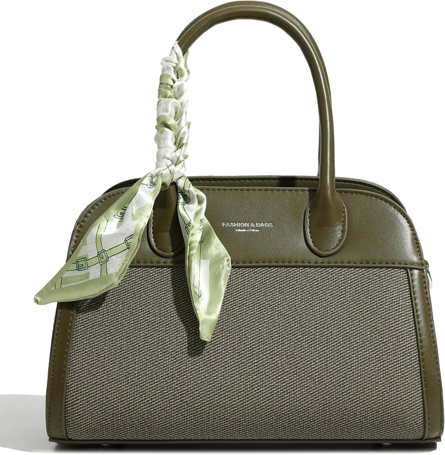Women's Small Vegan Leather Top Handle Crossbody Satchel Tote Work Bag with Scarf