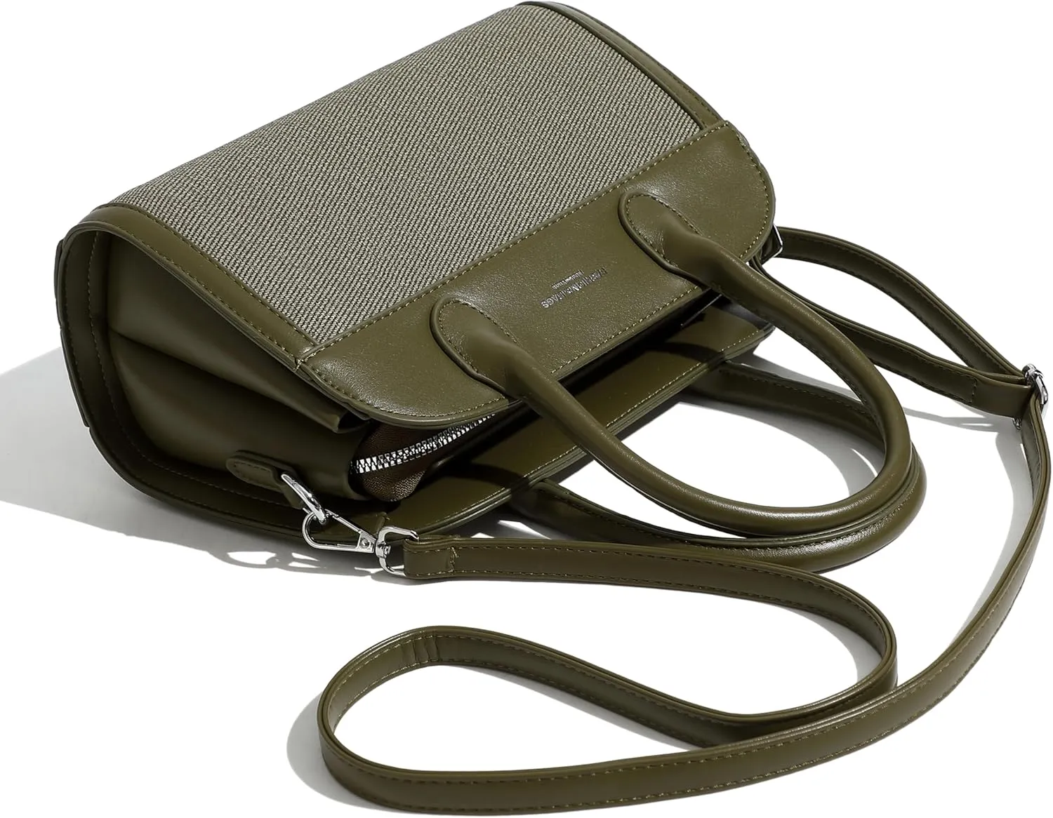 Women's Small Vegan Leather Top Handle Crossbody Satchel Tote Work Bag with Scarf