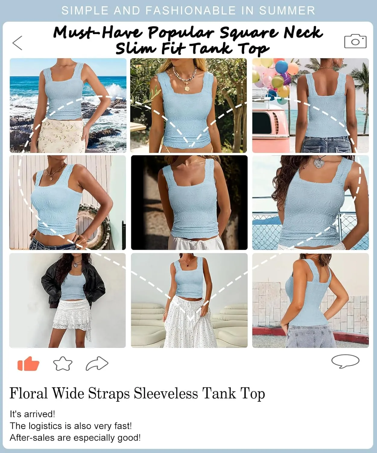 Women’s Square Neck Wide Strap Flower Cropped Tank Top Backless Lettuce Trim Slim Fit Love Letter Cami Vest