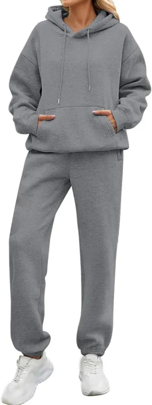 Womens Sweatsuits 2 Piece Set Oversized Matching Sweatshirt Baggy Fashion Lounge Sweatpants Set Tracksuit