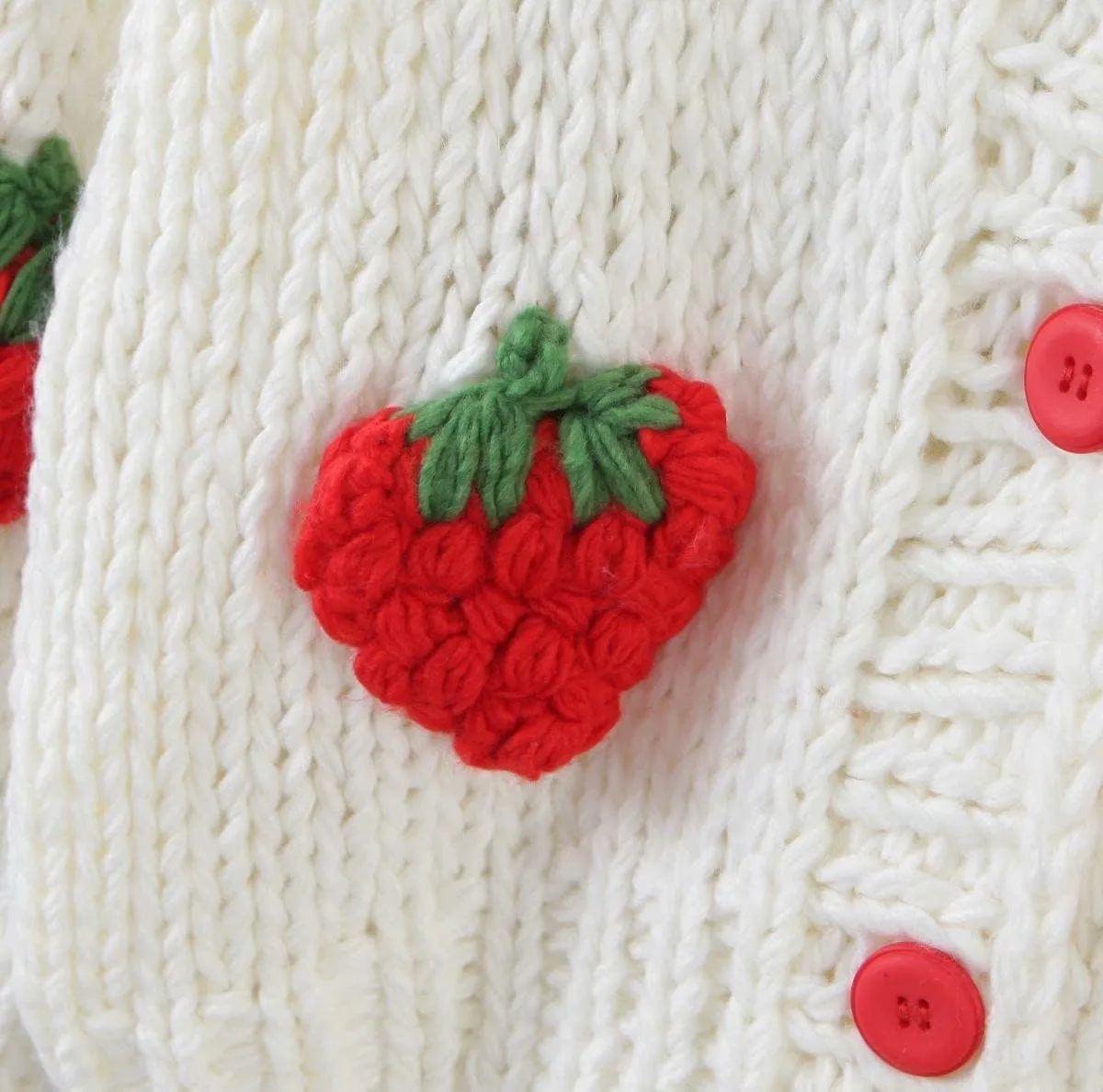 Women's Sweet Japanese Strawberry Embroidered Knit Cardigan Top Korean Retro Elegant Cute Kawaii Coat