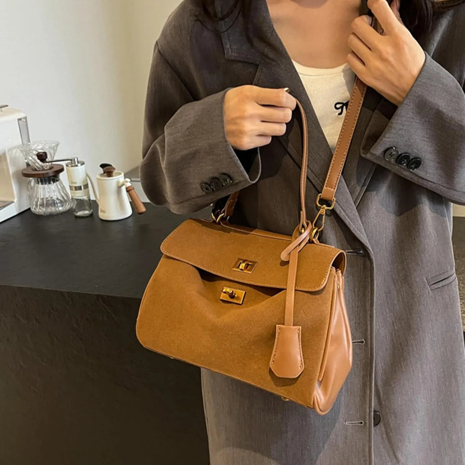 Women's Top Handle Purse Vintage Ladies Crossbody Purses Top Handle Handbags Satchel Bags for Women