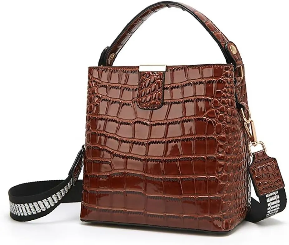 Women’s Tote Crossbody Bag Leather Crocodile Pattern Bucket Handbag Designer Top Handle Satchel Work Hobo Shoulder Bag