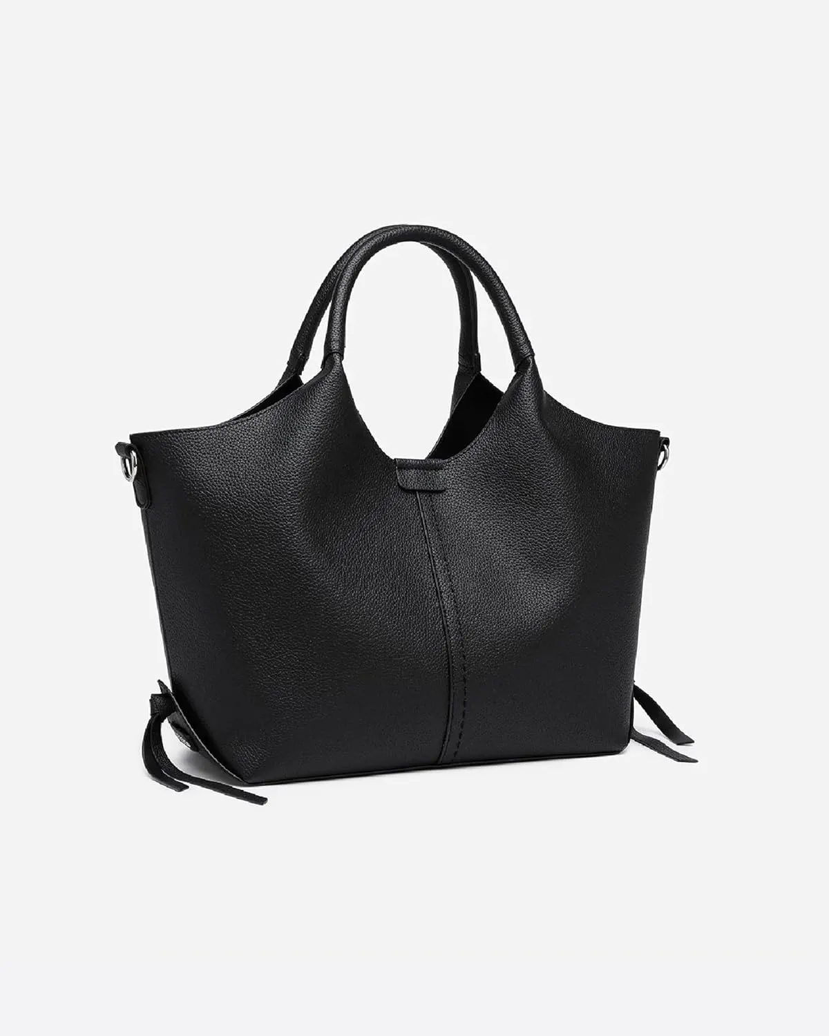 Women's Vegan Leather Tote Bag Fashionable Buckle Design Solid Color 2 PCS Set Top-Handle Bag