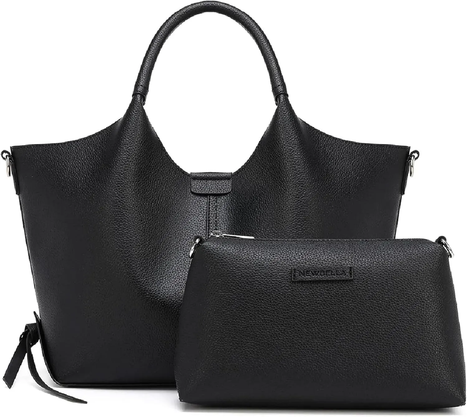 Women's Vegan Leather Tote Bag Fashionable Buckle Design Solid Color 2 PCS Set Top-Handle Bag
