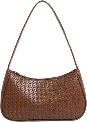 Women's Vintage Woven Shoulder Bags Top Handle Elegant Square Handbags Office Wear