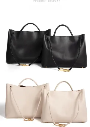 Women's Woven Bags, Crossbody Bags Fashion Women's Leather Tote Bag - Medium Crossbody with Bow, Trendy Handbags