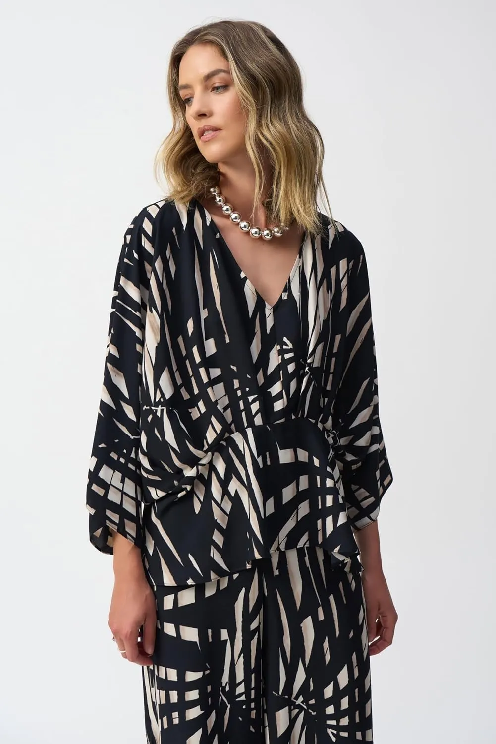 Women's Woven Tropical Print Peplum Top